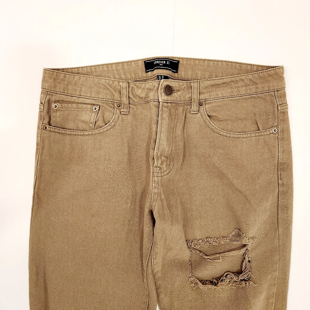 Forever 21 Men's Tan / Brown Jeans - Size 32 - Distressed - Picture 2 of 7